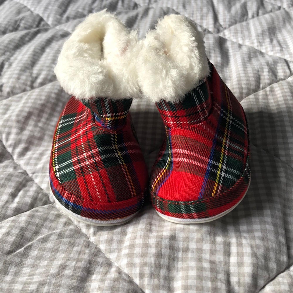6-12m plaid bootie crib shoes